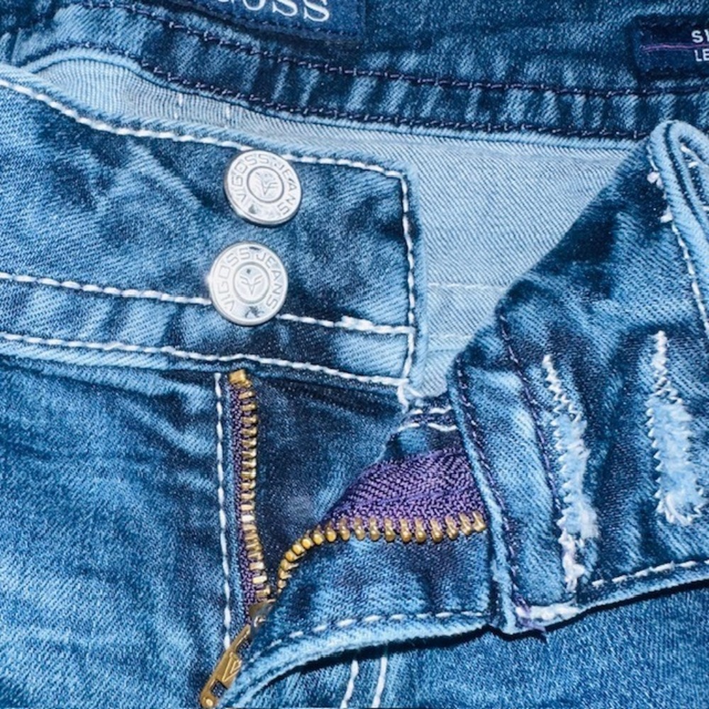 Women's Vigoss Ripped Distressed Skinny Jeans Dk Wash Denim‎ Embellished Pockets - Picture 10 of 14